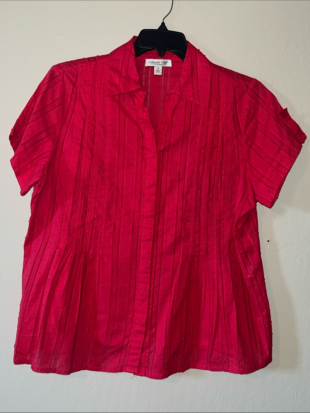 Coldwater Creek Bright Red Short-Sleeve Button-Front Shirt Size 1X